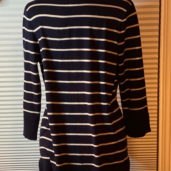 Isela Large Tunic Sweater Navy & White 3/4 Sleeves - Picture 3 of 8